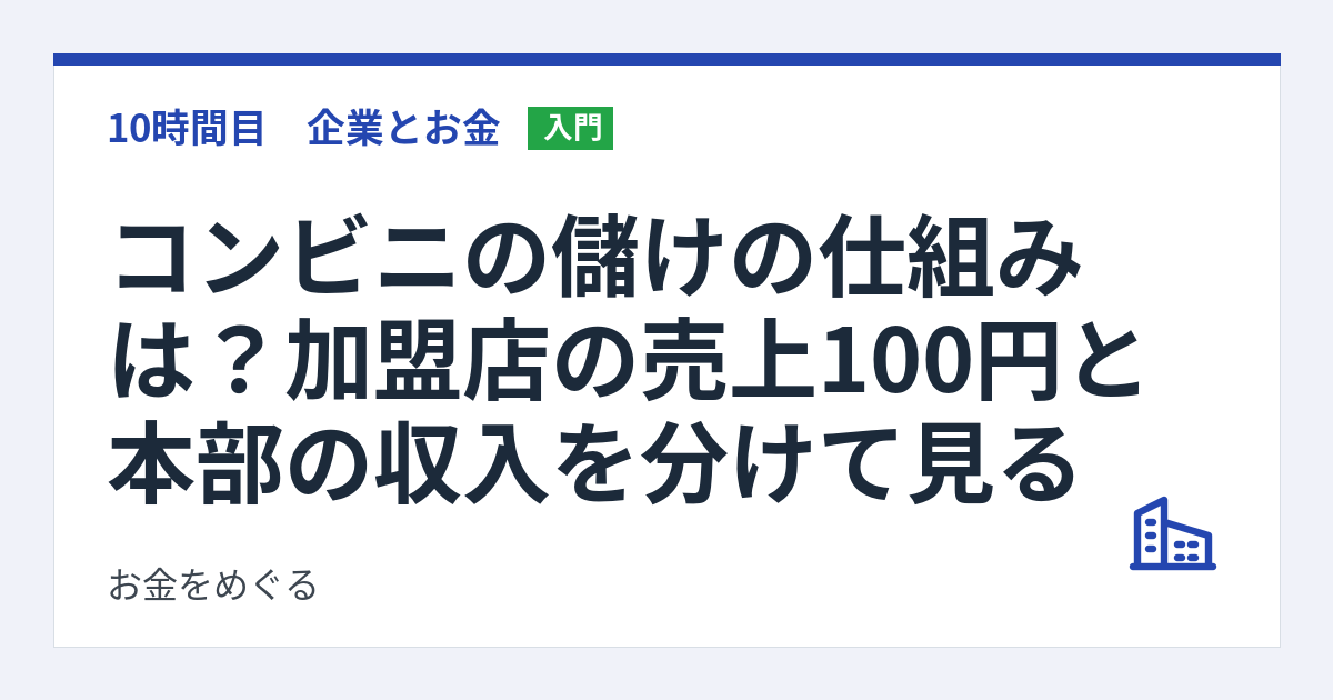 コンビニの儲けの仕組みは？加盟店の売上100円と本部の収入を分けて見る